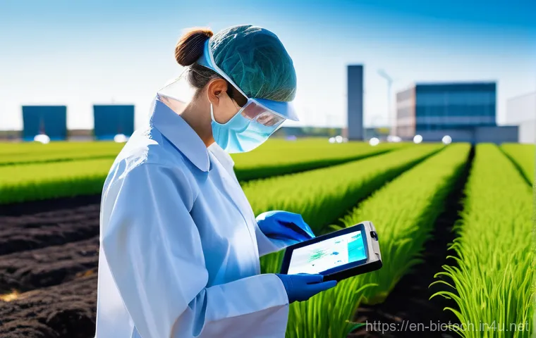 바이오 기술 동향 - **AI Accelerating Drug Discovery:** A futuristic, gleaming laboratory filled with advanced holograph...
