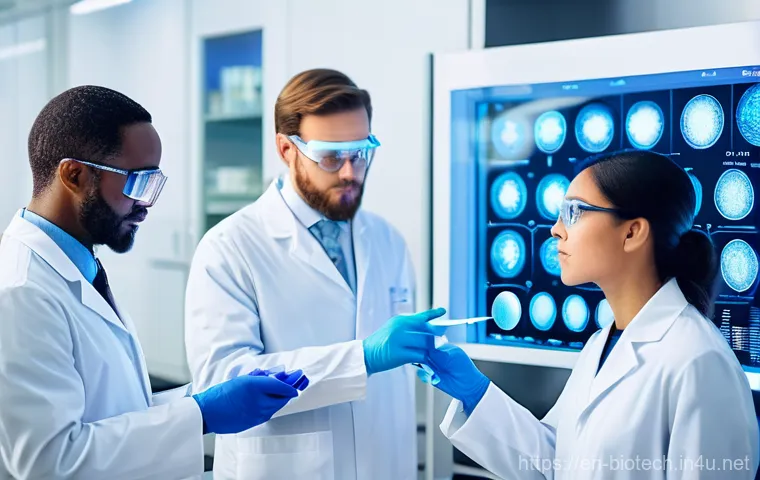 합성생물학 응용 분야 - **Personalized Healthcare Innovation**
    A bright, ultra-modern medical laboratory with sleek, min...