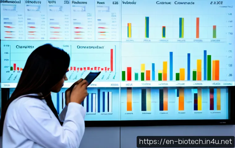 Home 17 바이오 의약품 시장 동향 - Photorealistic biotechnology market trends concept, diverse team of pharmaceutical researchers and b...